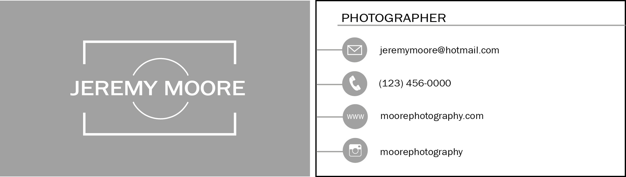 Business card design for photographer
