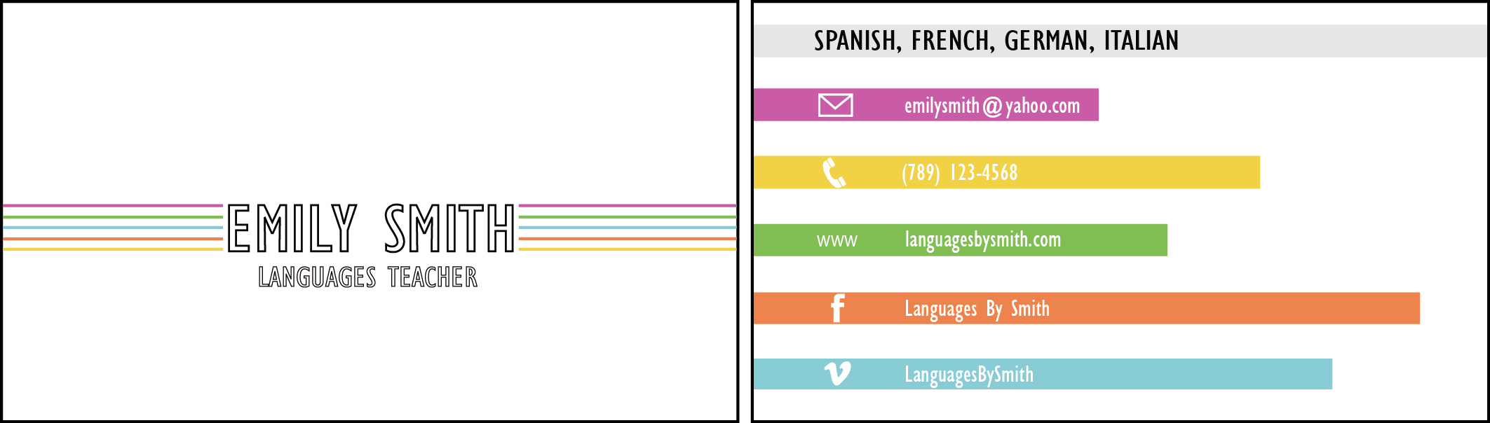 Business card design for teacher