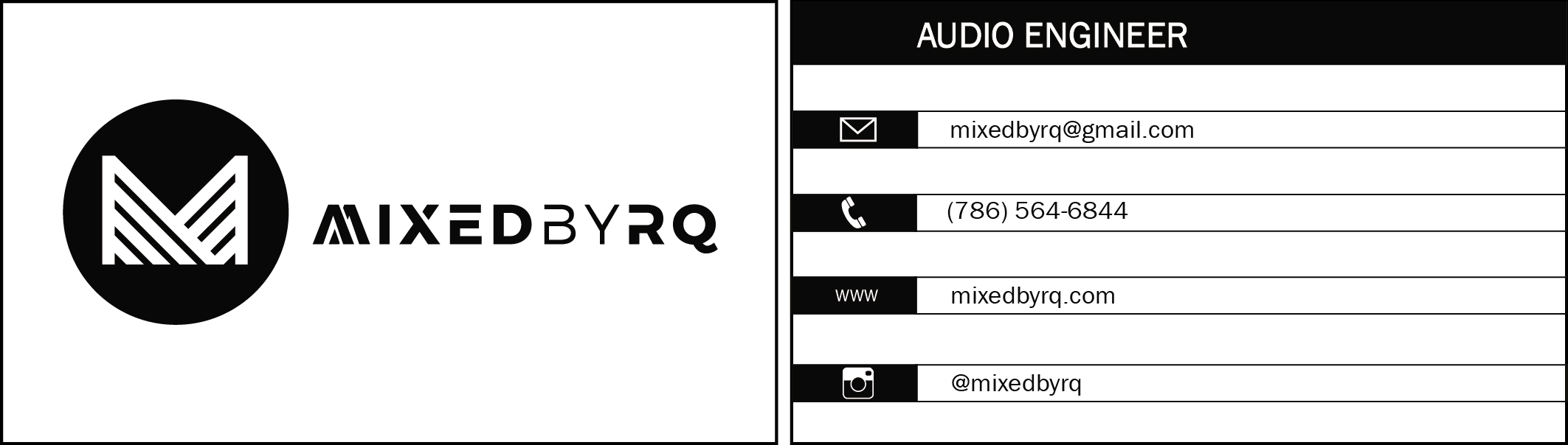 Business card design for audio engineer